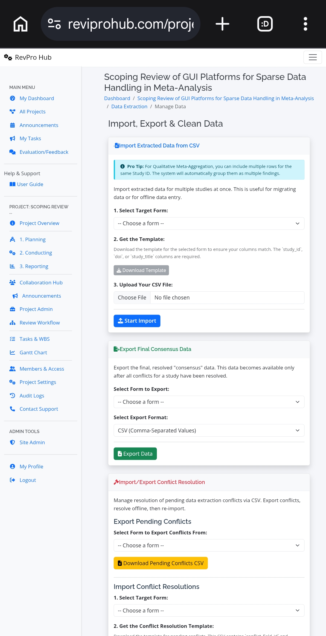 Data Extraction in RevProHub