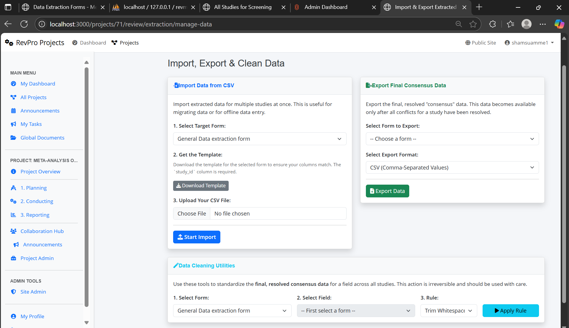 Exporting data - Select file type import/export your data